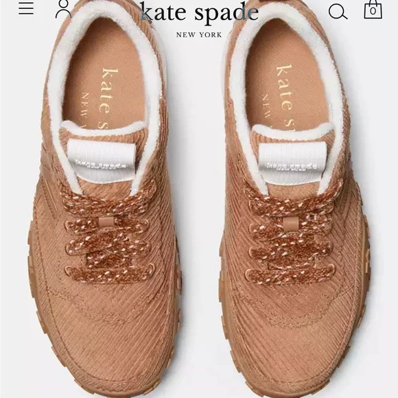 Kate Spade Tan Corduroy Women's Sneakers 9 - Picture 3 of 4